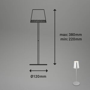 Briloner LED stolní lampa Kiki s baterií 3000K, chrom matný