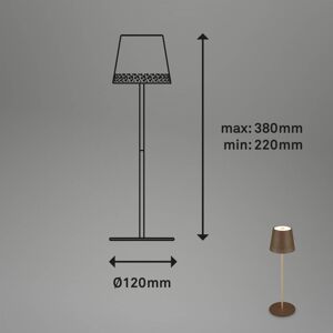 Briloner LED stolní lampa Kiki s baterií 3000K, hnědá/zlatá