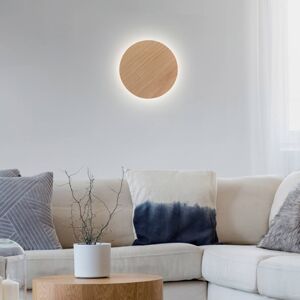 Paul Neuhaus LED nástěnné světlo Puntua na baterii Ø 18cm dřevo
