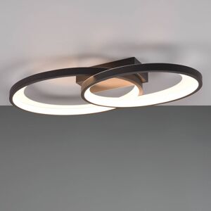 Reality Leuchten LED stropní světlo Malaga se 2 kruhy, černá
