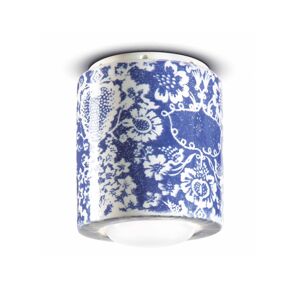 Ferroluce Stropní lampa PI, květinový vzor, Ø 12,5 cm modrá/bílá