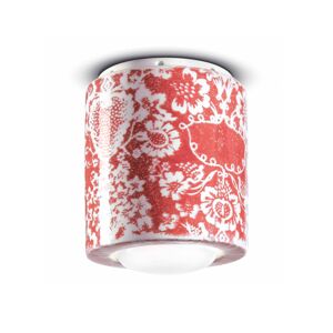 Ferroluce Stropní lampa PI, květinový vzor, Ø 12,5 cm červená/bílá