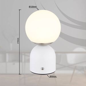 Globo Julsy LED dobíjecí stolní lampa, bílá, výška 21 cm, kov, CCT