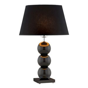 Euluna Textilní stolní lampa Fulda, skleněný dekor, černá