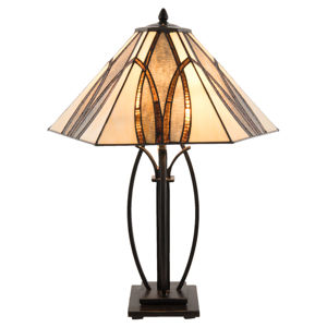Clayre&Eef Stolní lampa 5913 s hnědým skleněným stínidlem