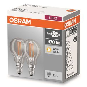 OSRAM E14 4W 827 LED žárovka - kapka, sada 2ks