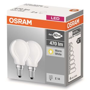 OSRAM LED žárovka kapka E14 4W 827 matná sada 2ks