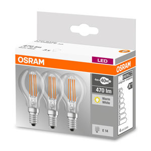 OSRAM LED Filament žárovka E14 4 W, teplá bílá, 3ks