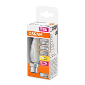 OSRAM LED žárovka-svíčka B22d 5W 2 700 K matná stmívací