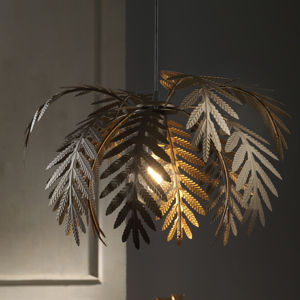 Euluna Závěsné světlo Dubai, palmový dekor, Ø 46 cm bronz