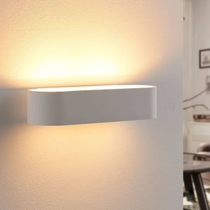Lindby Zaoblená sádrová nástěnná lampa Fioni, LED