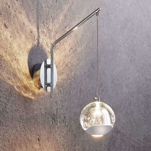 Lucande LED nástěnná lampa Hayley, závěsná koule, chrom