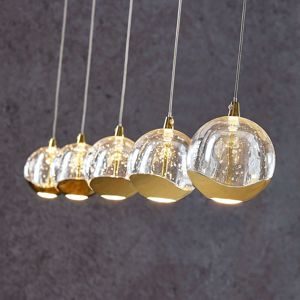 Lucande LED závěsné světlo Hayley, 5zdrojové podélné zlaté