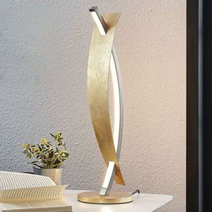 Lucande LED stolní lampa Marija, elegantní zlatý vzhled